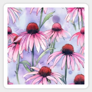 Watercolor Wildflower Purple Coneflower Pattern 1 Sticker